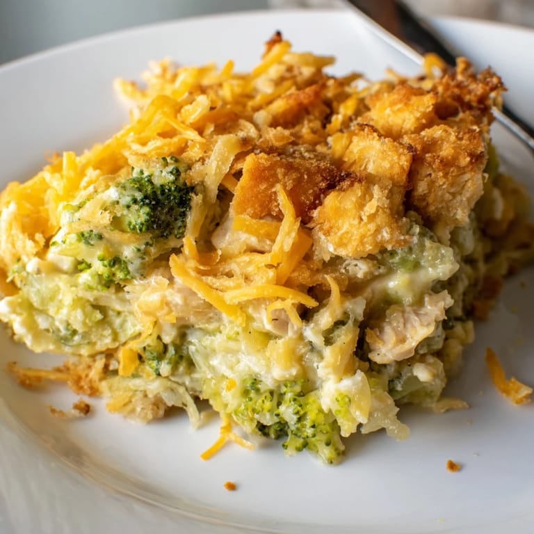 Delicious Chicken & Broccoli Cheddar Bake, a comforting casserole bursting with cheesy flavor.  
