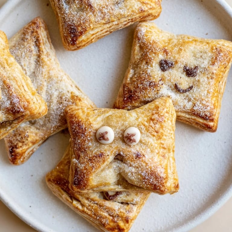 A close-up shot of inviting Sleeping Gingerbread Puff Pastry Pockets, ready to be enjoyed!