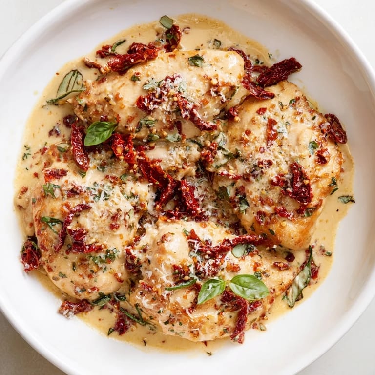 Delectable Marry Me Chicken Thighs, perfectly cooked with creamy Parmesan sauce, ideal for a romantic dinner.