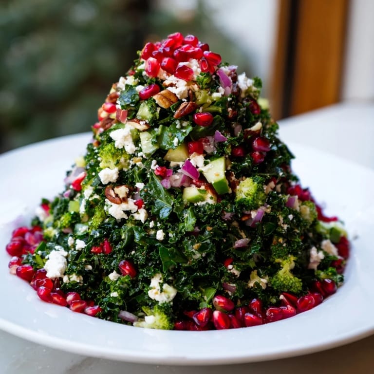 Freshly tossed Chopped Christmas Tree Salad, a bright, delicious holiday appetizer with crunchy pecans.