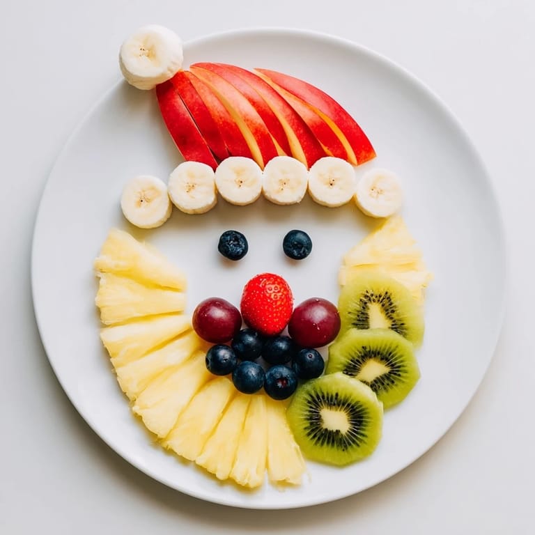 Festive Santa platter: a beautiful, sweet Santa Claus made entirely of fresh fruits.