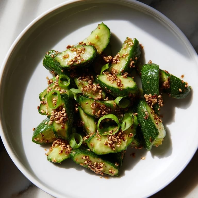 Vibrant Cucumber Shaker with salty, umami notes – a simple Asian-inspired salad served immediately.