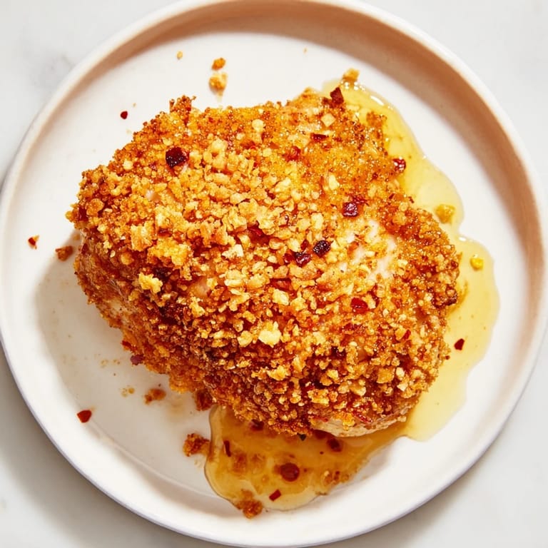 Close-up of bubbling, crispy Hot Honey Crispy Chicken Thighs, ready to be enjoyed with the delicious glaze.