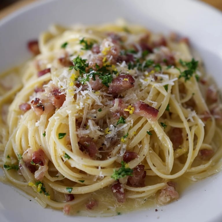 This satisfying Crispy Bacon Linguine features perfectly tossed pasta with a creamy, bacon-infused sauce.