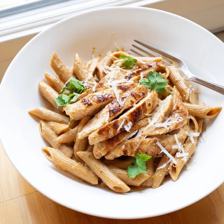 Spicy-sweet honey chipotle chicken pasta with tender chicken and penne in a rich sauce.