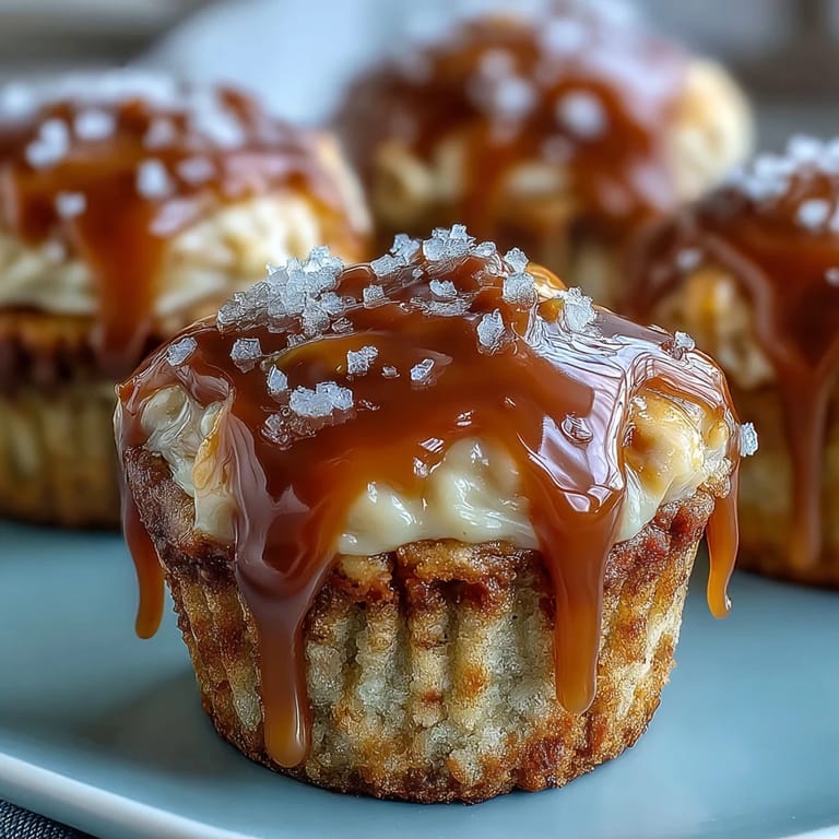 Moist banana bread muffins showcasing a Caramel Cream Cheese Swirl, served warm for a sweet breakfast.