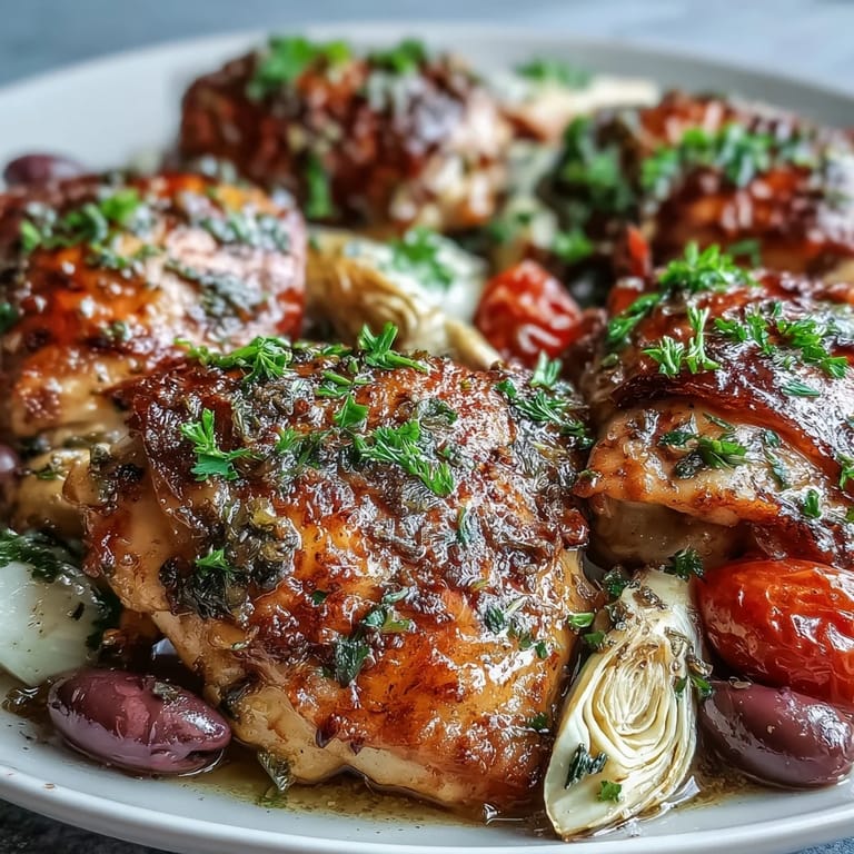 U.S. weeknight-friendly One-Pan Mediterranean Chicken dinner, gluten-free, with juicy thighs, tomatoes, and bright Mediterranean spices.