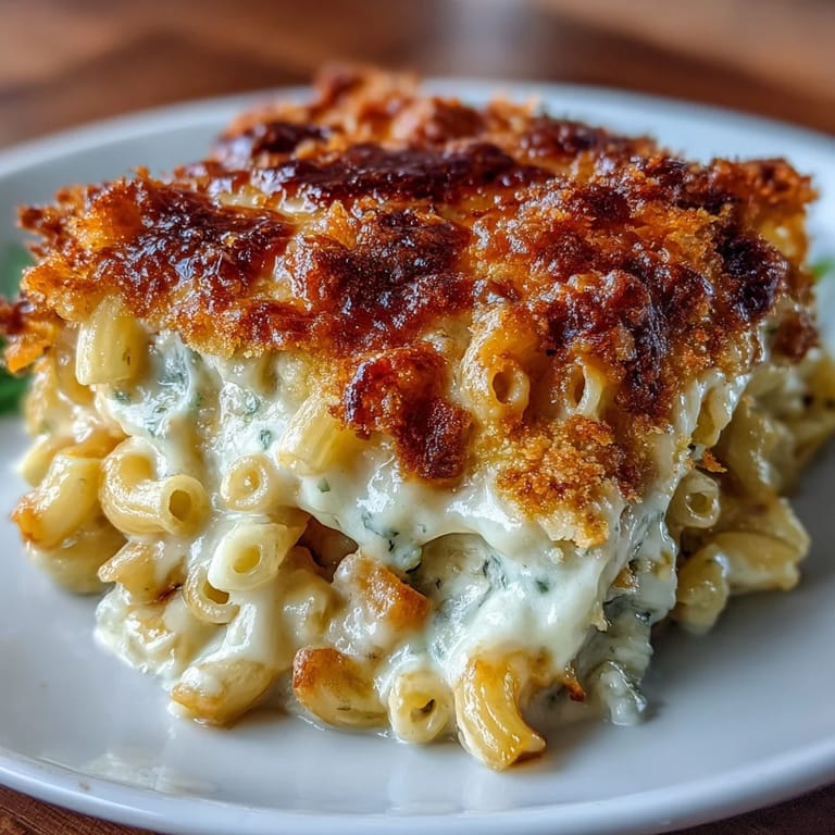 Creamy macaroni coated in a blend of four cheeses, topped with buttery panko breadcrumbs and baked until bubbly and golden for ultimate comfort.