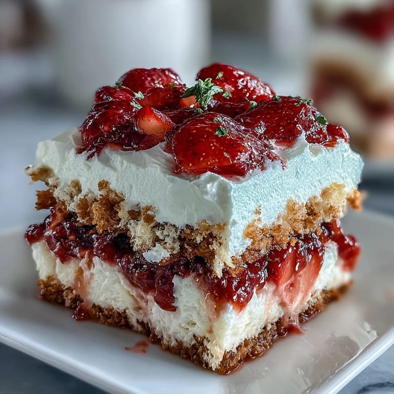 Romantic strawberry shortcake dessert with tender biscuits, macerated berries, and billowy vanilla whipped cream.