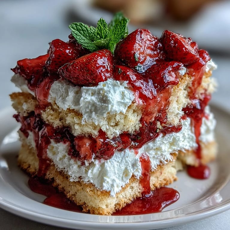 Buttery biscuit shortcake layered with fresh strawberries and billowy vanilla whipped cream for a perfect summer treat.
