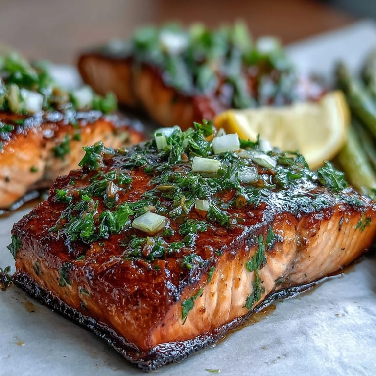 Succulent salmon with a vibrant herb topping, roasted alongside crisp asparagus for a healthy and elegant dinner plate.