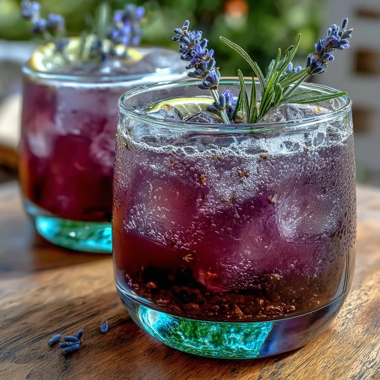 Refreshing lavender lemonade spritz in chilled glasses, perfect for summer gatherings with its floral aroma and bubbly texture.
