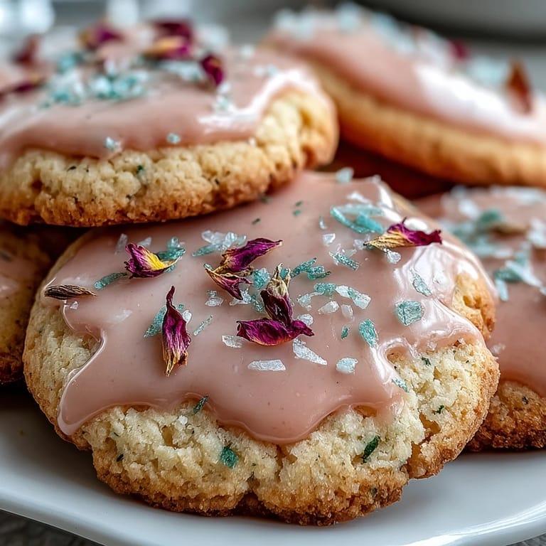 Delicate lemon cookies topped with soft pastel glaze for a cheerful dessert.
