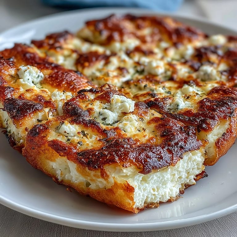 Protein-packed cottage cheese and egg flatbread, smooth and pliable, great as a wrap or pizza base.