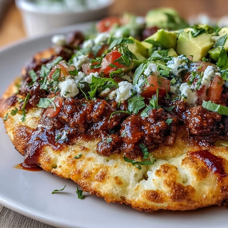 Golden cloud bread taco shells stuffed with hearty taco meat and vibrant pico de gallo, offering a light yet satisfying dinner option.