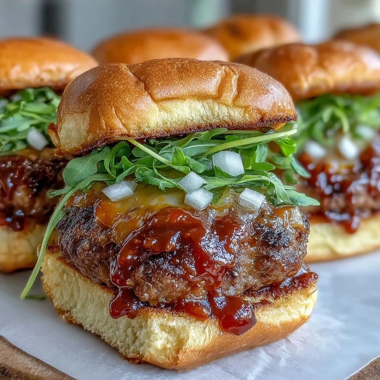 Mouthwatering mini meatloaves slathered in rich Peach Bourbon BBQ sauce, ready to serve.