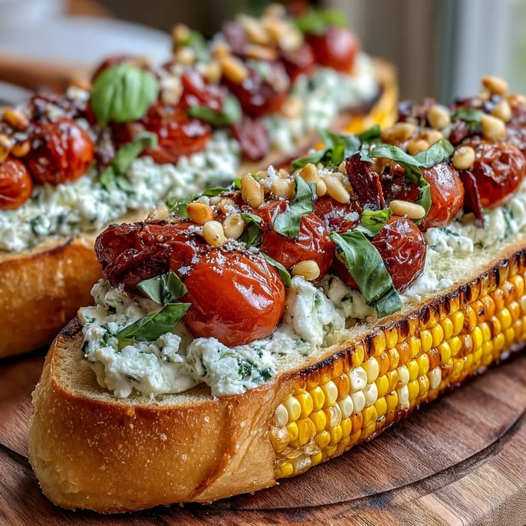Summery butter board showcasing sweet roasted corn, juicy tomatoes, perfect for dipping.