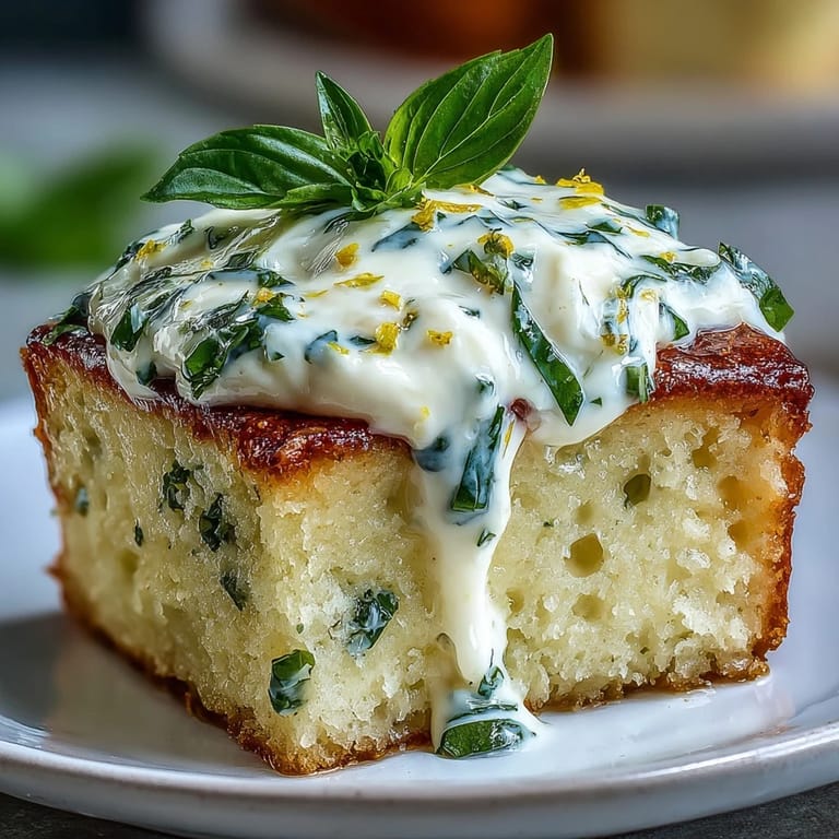 Delectable Lemon Basil Poke Cake, a fluffy dessert perfect for any celebration or gathering.