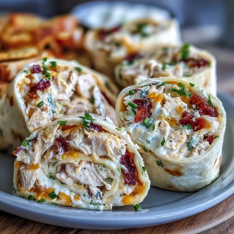 Close-up of Chicken Ranch Bell Pepper Pinwheels, showcasing vibrant veggies and cheesy goodness.