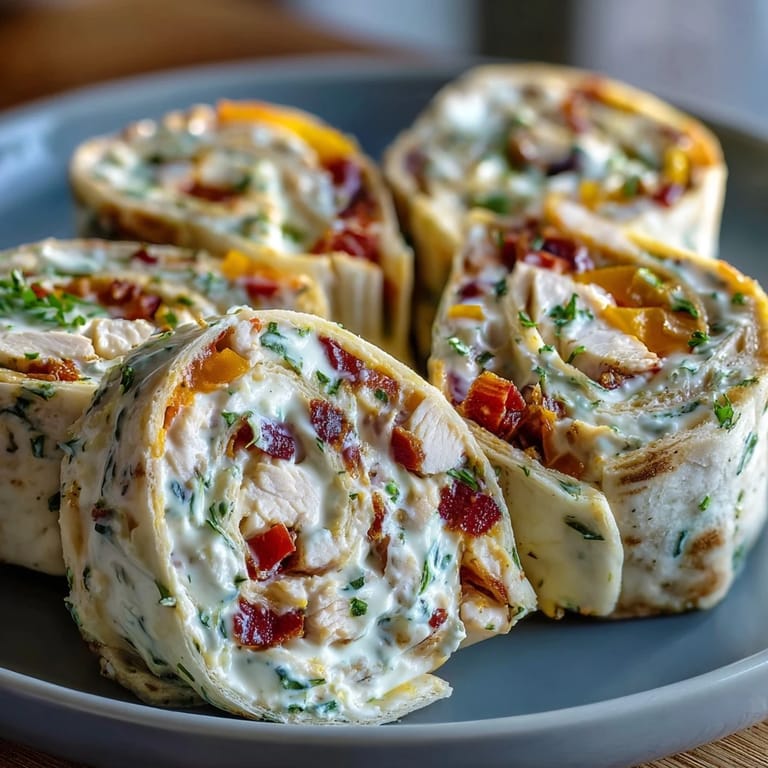 Appetizing Chicken Ranch Bell Pepper Pinwheels, a cool, refreshing appetizer ready to be devoured.