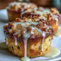 Bright, zesty lemon muffins with poppy seeds, topped with a sweet lemon glaze, perfect for a springtime brunch table.