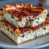 A golden baked dessert with layers of flaky crescent dough and creamy cheesecake, dusted with cinnamon sugar for a sweet Cinco de Mayo treat.