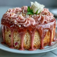 Elegant pink Bridal Shower Rosé Velvet Cake crowned with shimmering gold drip.