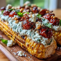 Vibrant roasted corn and tomato butter board bursting with fresh herbs and flaky salt.